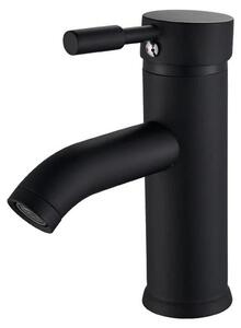 Miscelatore monocomando quadrato per lavabo da bagno - Acqua calda e fredda - Montaggio su piano con un foro - Corpo in acciaio inossidabile - Finitura nera opaca