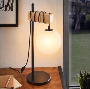 BRILAGI - Lampada da tavolo WOOD GLASS 1xE27/40W/230V marrone/nero/bianco
