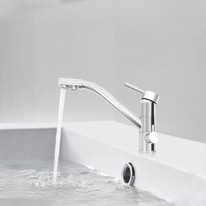 Rubinetto a tre vie – Miscelatore per cucina – Uscita separata per l'acqua potabile – Corpo in ottone – Montaggio su lavello con un foro – Acqua fredda e calda – Grigio chiaro