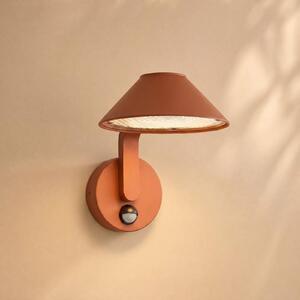 Applique da esterni LED Lindby Capelo, color argilla, Ø 20 cm, con sensore Capelo, Terracotta, Alluminio, Moderno, Applique da esterni
