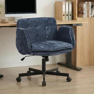 Sedia da ufficio, sedia girevole con rotelle, sedia girevole regolabile in altezza con braccioli pieghevoli, portata massima 150 kg, colore blu