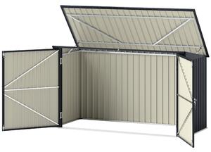 Outsunny Copribidoni in Acciaio per 3 Cassonetti da 240L con 2 Porte e Coperchio, 233x105x118.5/133 cm, Grigio Scuro