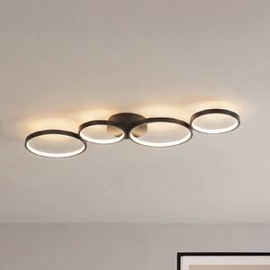 Plafoniera a LED Evengeline Lindby, Nero, Soggiorno / Sala da pranzo, Alluminio, Moderno, Plafoniera LED