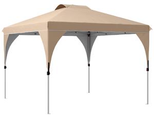 Outsunny Gazebo da Giardino 3x3 m Pieghevole con Altezza Regolabile e Borsa di Trasporto con Ruote, Beige|Aosom