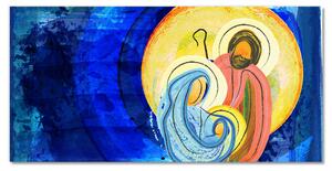 Quadro su vetro acrilico Astrazione Sacra Famiglia Inverno 100x50 cm 2 appendini