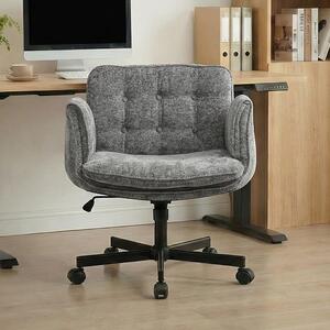 Sedia da ufficio, sedia girevole con rotelle, sedia girevole regolabile in altezza con braccioli pieghevoli, portata massima 150 kg, colore grigio scuro