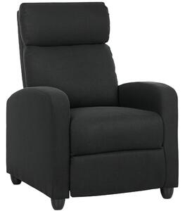 Poltrona Relax Reclinabile Manualmente 69x88x101 cm in Tessuto Effetto Lino Nero