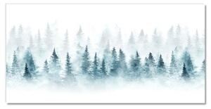 Quadro acrilico Foresta dell'albero di Natale 100x50 cm 2 appendini