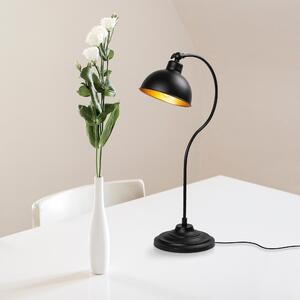 Opviq, lampada da tavolo di alta qualità, nera e dorata, 19 x 29 x 58 cm | Struttura in metallo, attacco E27, max. 40 W, IP20 | Design elegante e industriale per ambienti moderni