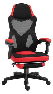 Vinsetto Sedia da Gaming schienale e altezza regolabile ruote girevoli poggiapiedi in tessuto a maglia - rosso nero