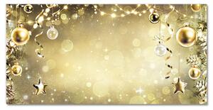 Quadro su vetro acrilico Palline d'oro Decorazioni di Natale 100x50 cm 2 appendini