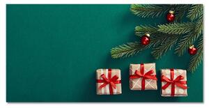 Quadro vetro acrilico Albero di Natale Natale Regali invernali 100x50 cm 2 appendini