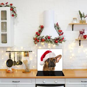 Tagliere in vetro Bulldog cane di Natale 60x52 cm