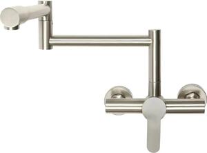 Miscelatore per lavello da cucina, girevole a 360°, in ottone, monocomando, attacco G1/2, colore argento
