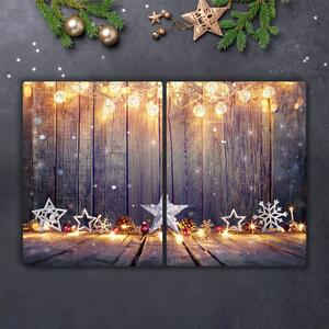 Tagliere in vetro temperato Ornamenti di stelle di Natale con luce di Natale 60x52 cm