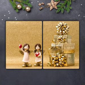 Tagliere in vetro Regali di Natale, angeli, ornamenti 60x52 cm