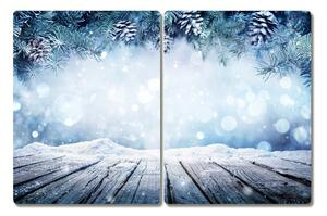Tagliere in vetro temperato Inverno Neve Albero di Natale 60x52 cm