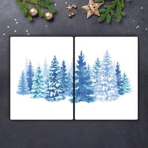 Tagliere in vetro Alberi di Natale Neve Inverno 60x52 cm