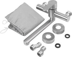 Miscelatore da cucina a parete - Miscelatore monocomando - Bocchetta girevole a 360° - Corpo in acciaio inossidabile corto - Colore argento
