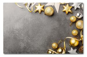 Tagliere in vetro Palline di Natale con stelle dorate 60x52 cm