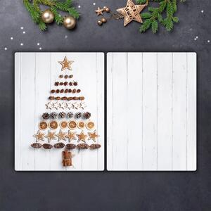 Tagliere in vetro temperato Ornamenti dell'albero di Natale del pan di zenzero di Natale 60x52 cm