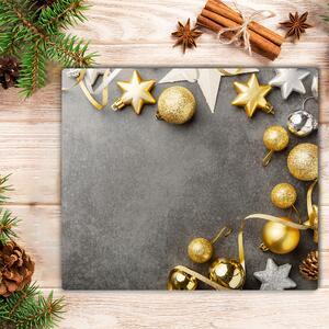 Tagliere in vetro Palline di Natale con stelle dorate 60x52 cm