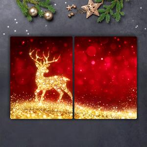 Tagliere in vetro Renna dorata Decorazione di Natale 60x52 cm