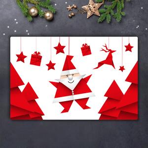 Tagliere in vetro Vacanze Babbo Natale Regali 60x52 cm