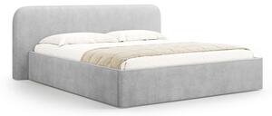 Letto matrimoniale imbottito grigio chiaro con contenitore e rete inclusi 160x200 cm Elizabeth – Micadoni