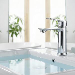 Rubinetto per lavabo UnboxG, finitura cromata lucida, miscelatore monocomando, aeratore a risparmio idrico, cartuccia in Vetroceramica, ottone, per acqua calda e fredda