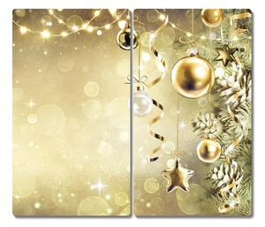 Tagliere in vetro Palline d'oro Decorazioni di Natale 60x52 cm