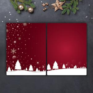 Tagliere in vetro temperato Albero di Natale Fiocchi di neve festivi 60x52 cm
