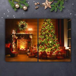Tagliere in vetro temperato Albero di Natale Natale Camino Regalo 60x52 cm