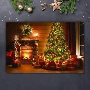 Tagliere in vetro temperato Albero di Natale Natale Camino Regalo 60x52 cm