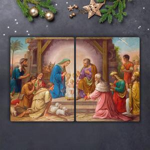 Tagliere in vetro temperato Gesù Natale stabile 60x52 cm