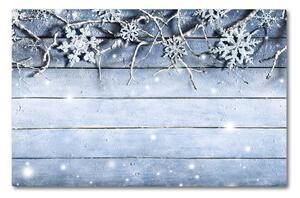 Tagliere in vetro temperato Vacanze, fiocchi di neve, inverno, gelo 60x52 cm