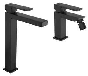 Coppia rubinetti per lavabo alto e bidet Twinkle di Jacuzzi Rubinetteria nero opaco per piletta click clack