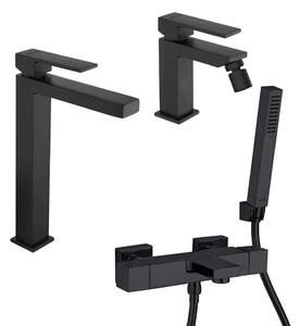 Set rubinetti lavabo alto bidet e gruppo vasca termostatico nero opaco serie Twinkle di Jacuzzi Rubinetteria