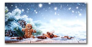 Quadro stampa su tela Albero di Natale della neve del pan di zenzero di Natale 100x50 cm
