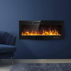 Dmora Camino Elettrico Potoprens 101.6x14x54.6h cm Nero, Potenza 750/1500 w Superficie Riscaldabile 30 m2 Italy