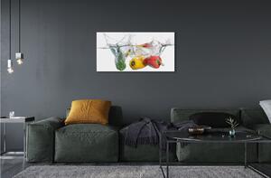 Quadro su vetro Peperoni colorati in acqua 100x50 cm
