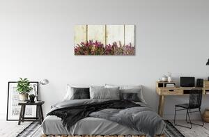 Quadro su vetro Lavagna con fiori viola 100x50 cm