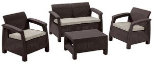 Set da giardino in rattan artificiale marrone scuro per 4 persone Corfu - Keter