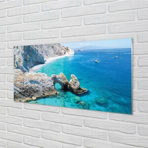 Quadro vetro Grecia spiaggia mare costa 100x50 cm