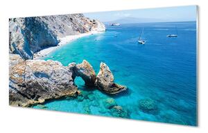 Quadro vetro Grecia spiaggia mare costa 100x50 cm