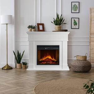 Dmora Camino Elettrico Sola 110x25x95h cm Bianco, Superficie Riscaldabile 30 m2 Potenza (kw) 0.9/1.8