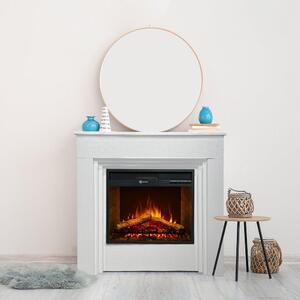 Dmora Camino Elettrico Alfaedo 96x35x96h cm Bianco, Superficie Riscaldabile 30 m2 Potenza (kw) 0.9/1.8