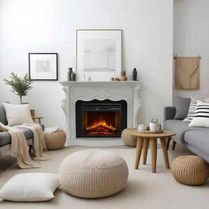 Dmora Camino Elettrico Triuggio 123x39x100h cm Bianco, Superficie Riscaldabile 30 m2 Potenza (kw) 0.9/1.8