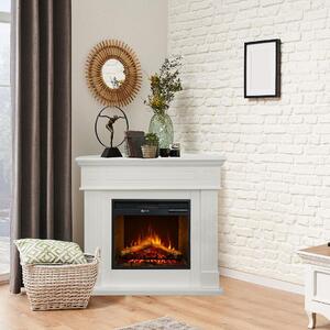 Dmora Camino Elettrico Treviolo 110x63x102h cm Bianco, Superficie Riscaldabile 30 m2 Potenza (kw) 0.9/1.8