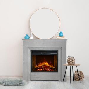 Dmora Camino Elettrico Sturno 96x35x96h cm Grigio Cemento, Superficie Riscaldabile 30 m2 Potenza (kw) 0.9/1.8